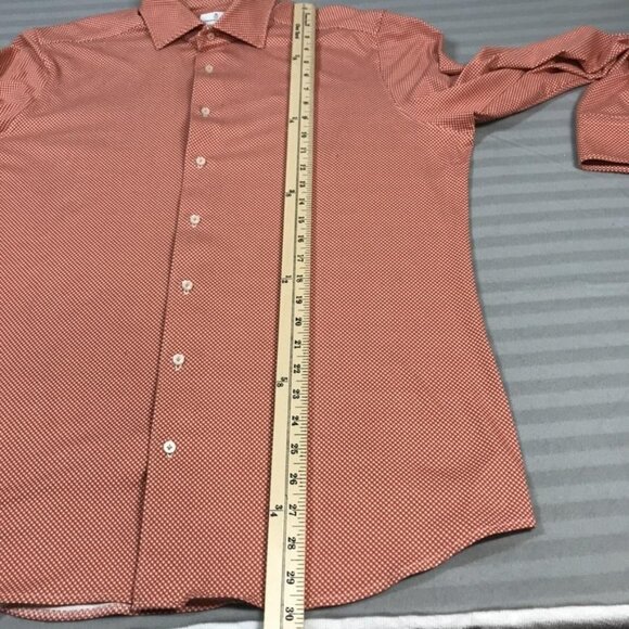 Emanuel Berg Shirt Mens L/XL 17 Red White Modern Fit Stretch Button Up Dress - Picture 7 of 11